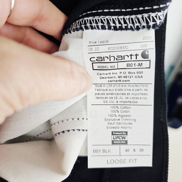 Carhartt Black Loose Fit Firm Duck Double-Front Utility Work Pant NWT 40x30 - Picture 11 of 12